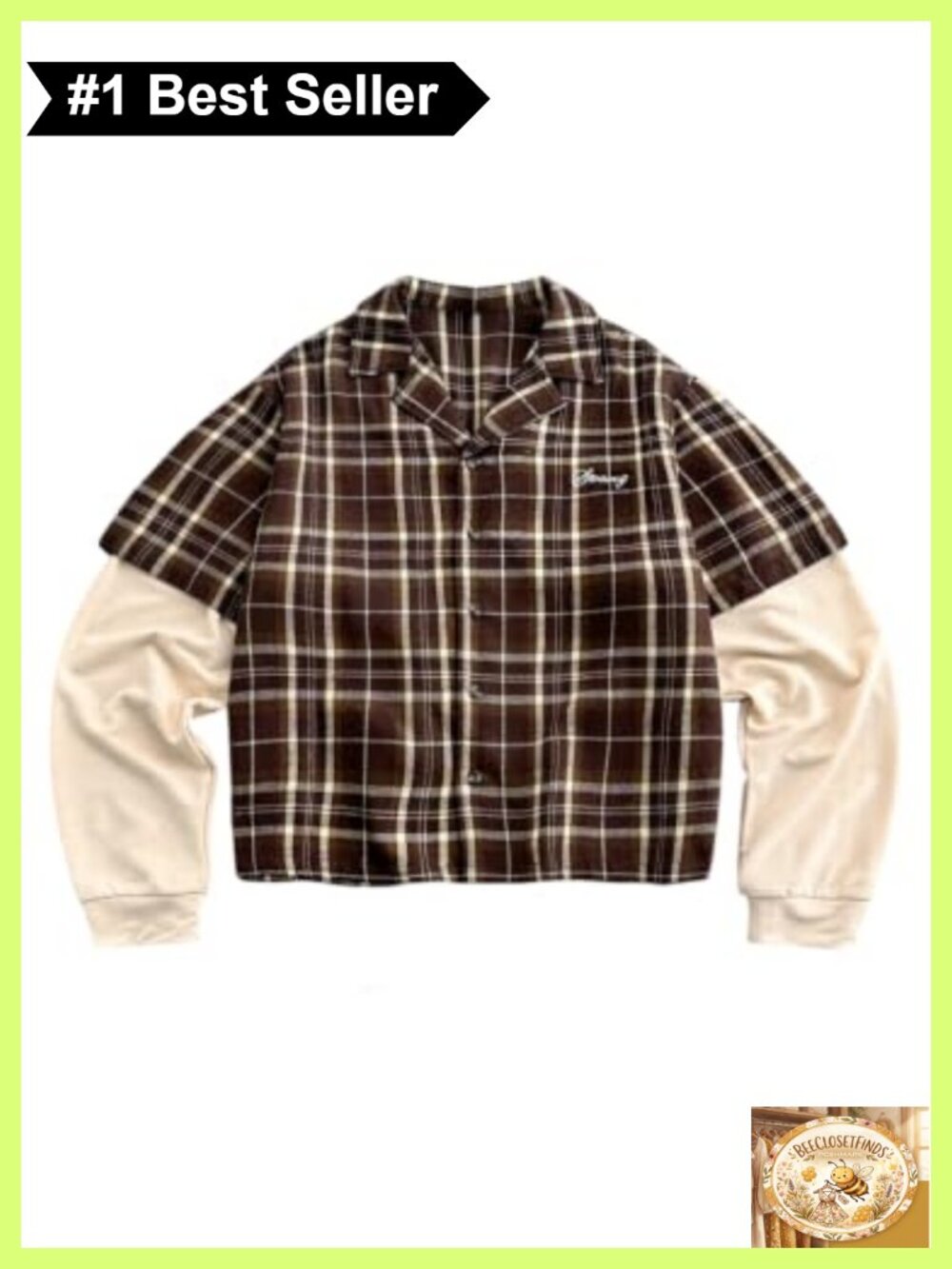 Men's Plaid Cropped Button Down Long Sleeve Shirt